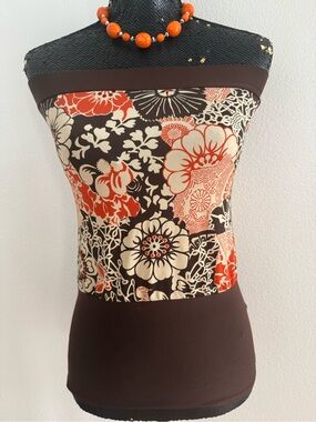 Sydney Joy Y2K Retro Floral Pattern Strapless Tube Top